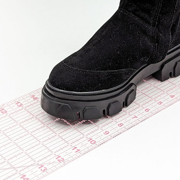 Farm Rio Women Long Black Fabric Platform Retro Round toe Knee Zip Boots size 7 - Picture 4 of 12